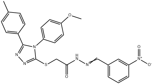 2-{[4-(4-methoxyphenyl)-5-(4-methylphenyl)-4H-1,2,4-triazol-3-yl]sulfanyl}-N'-[(E)-(3-nitrophenyl)methylidene]acetohydrazide 结构式