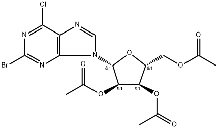 化合物 6-CHLORO-2-BROMO-9-(2,3,5-TRI-O-ACETYL)-BETA-D-RIBOFURANOSYL-9H-PURINE 结构式