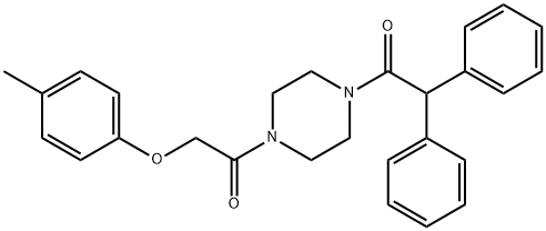 1-(diphenylacetyl)-4-[(4-methylphenoxy)acetyl]piperazine 结构式