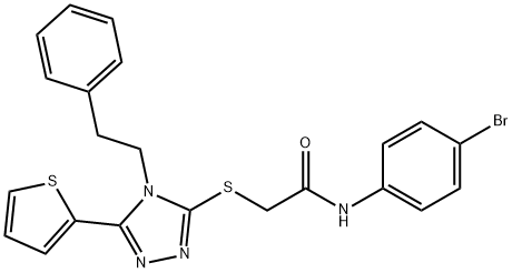 N-(4-bromophenyl)-2-{[4-(2-phenylethyl)-5-(thiophen-2-yl)-4H-1,2,4-triazol-3-yl]sulfanyl}acetamide 结构式