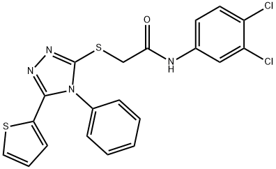 N-(3,4-dichlorophenyl)-2-{[4-phenyl-5-(thiophen-2-yl)-4H-1,2,4-triazol-3-yl]sulfanyl}acetamide 结构式