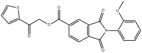 2-oxo-2-(thiophen-2-yl)ethyl 2-(2-methoxyphenyl)-1,3-dioxo-2,3-dihydro-1H-isoindole-5-carboxylate 结构式