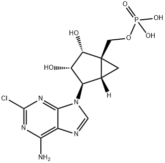 ((1R,2R,3S,5S)-4-(6-amino-2-chloro-9H-purin-9-yl)-2,3-dihydroxybicyclo[3.1.0]hexan-1-yl)methyldihydrogenphosphate 结构式