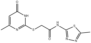 2-[(4-hydroxy-6-methylpyrimidin-2-yl)sulfanyl]-N-(5-methyl-1,3,4-thiadiazol-2-yl)acetamide 结构式