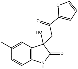 3-[2-(furan-2-yl)-2-oxoethyl]-3-hydroxy-5-methyl-1,3-dihydro-2H-indol-2-one 结构式