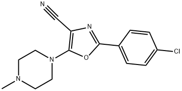 2-(4-chlorophenyl)-5-(4-methylpiperazin-1-yl)-1,3-oxazole-4-carbonitrile 结构式