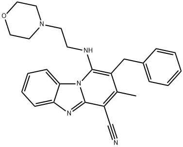 2-benzyl-3-methyl-1-{[2-(morpholin-4-yl)ethyl]amino}pyrido[1,2-a]benzimidazole-4-carbonitrile 结构式