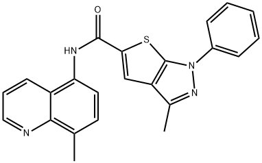 3-methyl-N-(8-methylquinolin-5-yl)-1-phenyl-1H-thieno[2,3-c]pyrazole-5-carboxamide 结构式