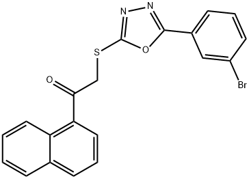 2-{[5-(3-bromophenyl)-1,3,4-oxadiazol-2-yl]sulfanyl}-1-(naphthalen-1-yl)ethanone 结构式