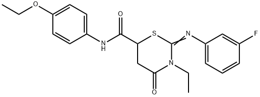 (2Z)-N-(4-ethoxyphenyl)-3-ethyl-2-[(3-fluorophenyl)imino]-4-oxo-1,3-thiazinane-6-carboxamide 结构式