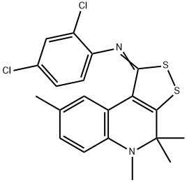 2,4-dichloro-N-[(1Z)-4,4,5,8-tetramethyl-4,5-dihydro-1H-[1,2]dithiolo[3,4-c]quinolin-1-ylidene]aniline 结构式