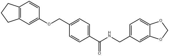 N-(1,3-benzodioxol-5-ylmethyl)-4-[(2,3-dihydro-1H-inden-5-yloxy)methyl]benzamide 结构式