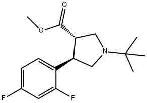 3-Pyrrolidinecarboxylic acid, 4-(2,4-difluorophenyl)-1-(1,1-dimethylethyl)-, methyl ester, (3S,4R)- 结构式