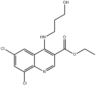 ethyl 6,8-dichloro-4-[(3-hydroxypropyl)amino]-3-quinolinecarboxylate 结构式