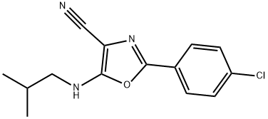 2-(4-chlorophenyl)-5-[(2-methylpropyl)amino]-1,3-oxazole-4-carbonitrile 结构式