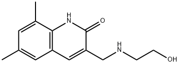 3 - ((2-羟乙基氨基)甲基)-6,8-二甲基喹-2(1H) - 酮 结构式