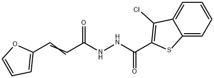 3-chloro-N'-[(2E)-3-(furan-2-yl)prop-2-enoyl]-1-benzothiophene-2-carbohydrazide 结构式