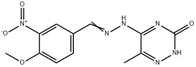 3-nitro-4-methoxybenzaldehyde (6-methyl-3-oxo-2,3-dihydro-1,2,4-triazin-5-yl)hydrazone 结构式