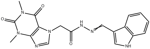 2-(1,3-dimethyl-2,6-dioxo-1,2,3,6-tetrahydro-7H-purin-7-yl)-N'-(1H-indol-3-ylmethylene)acetohydrazide 结构式