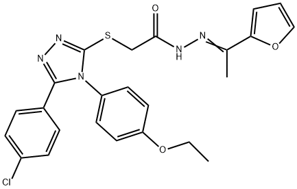 2-{[5-(4-chlorophenyl)-4-(4-ethoxyphenyl)-4H-1,2,4-triazol-3-yl]sulfanyl}-N'-[(1E)-1-(furan-2-yl)ethylidene]acetohydrazide 结构式