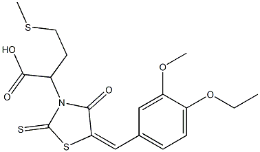 2-[5-(4-ethoxy-3-methoxybenzylidene)-4-oxo-2-thioxo-1,3-thiazolidin-3-yl]-4-(methylsulfanyl)butanoic acid 结构式