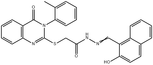 N'-[(E)-(2-hydroxynaphthalen-1-yl)methylidene]-2-{[3-(2-methylphenyl)-4-oxo-3,4-dihydroquinazolin-2-yl]sulfanyl}acetohydrazide 结构式