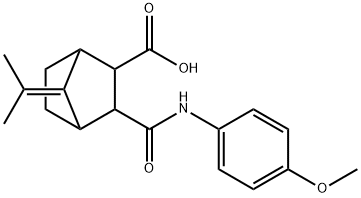 3-((4-methoxyphenyl)carbamoyl)-7-(propan-2-ylidene)bicyclo[2.2.1]heptane-2-carboxylic acid 结构式