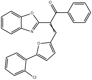 (2Z)-2-(1,3-benzoxazol-2-yl)-3-[5-(2-chlorophenyl)furan-2-yl]-1-phenylprop-2-en-1-one 结构式