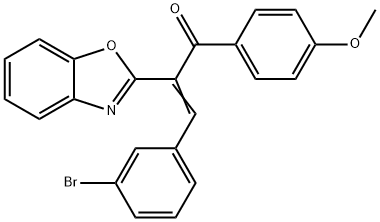 (2Z)-2-(1,3-benzoxazol-2-yl)-3-(3-bromophenyl)-1-(4-methoxyphenyl)prop-2-en-1-one 结构式