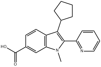 3-cyclopentyl-1-methyl-2-pyridin-2-yl-1H-indole-6-carboxylic acid 结构式