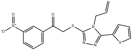 2-{[4-allyl-5-(2-thienyl)-4H-1,2,4-triazol-3-yl]sulfanyl}-1-{3-nitrophenyl}ethanone 结构式