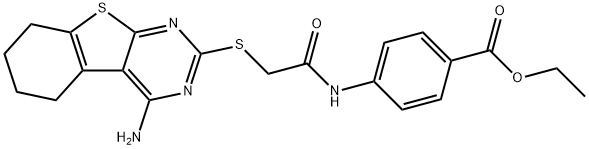 ethyl 4-({[(4-amino-5,6,7,8-tetrahydro[1]benzothieno[2,3-d]pyrimidin-2-yl)sulfanyl]acetyl}amino)benzoate 结构式
