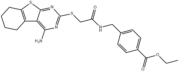 ethyl 4-[({[(4-amino-5,6,7,8-tetrahydro[1]benzothieno[2,3-d]pyrimidin-2-yl)sulfanyl]acetyl}amino)methyl]benzoate 结构式