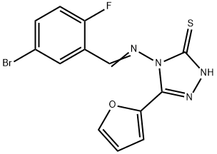 4-[(5-bromo-2-fluorobenzylidene)amino]-5-(2-furyl)-4H-1,2,4-triazol-3-yl hydrosulfide 结构式