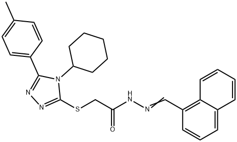 2-{[4-cyclohexyl-5-(4-methylphenyl)-4H-1,2,4-triazol-3-yl]sulfanyl}-N'-[(E)-naphthalen-1-ylmethylidene]acetohydrazide 结构式