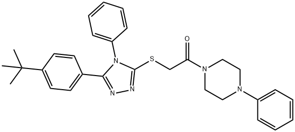 2-{[5-(4-tert-butylphenyl)-4-phenyl-4H-1,2,4-triazol-3-yl]sulfanyl}-1-(4-phenylpiperazin-1-yl)ethanone 结构式