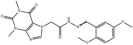 N'-[(E)-(2,5-dimethoxyphenyl)methylidene]-2-(1,3-dimethyl-2,6-dioxo-1,2,3,6-tetrahydro-7H-purin-7-yl)acetohydrazide 结构式