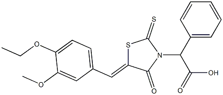 [(5Z)-5-(4-ethoxy-3-methoxybenzylidene)-4-oxo-2-thioxo-1,3-thiazolidin-3-yl](phenyl)acetic acid 结构式