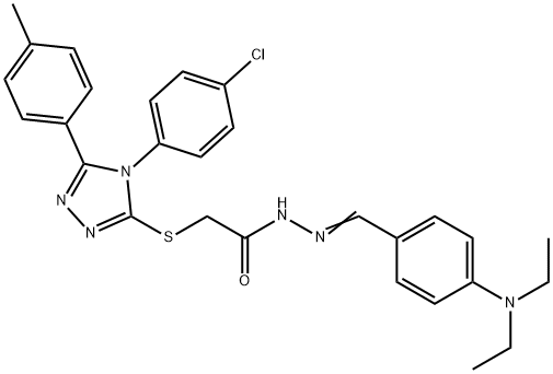 2-{[4-(4-chlorophenyl)-5-(4-methylphenyl)-4H-1,2,4-triazol-3-yl]sulfanyl}-N'-{(E)-[4-(diethylamino)phenyl]methylidene}acetohydrazide 结构式