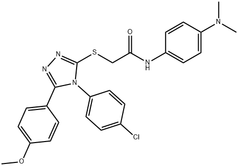 2-{[4-(4-chlorophenyl)-5-(4-methoxyphenyl)-4H-1,2,4-triazol-3-yl]sulfanyl}-N-[4-(dimethylamino)phenyl]acetamide 结构式