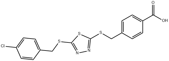 4-[({5-[(4-chlorobenzyl)sulfanyl]-1,3,4-thiadiazol-2-yl}sulfanyl)methyl]benzoic acid 结构式