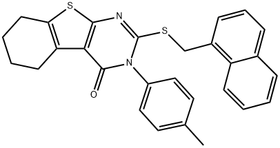 3-(4-methylphenyl)-2-[(naphthalen-1-ylmethyl)sulfanyl]-5,6,7,8-tetrahydro[1]benzothieno[2,3-d]pyrimidin-4(3H)-one 结构式