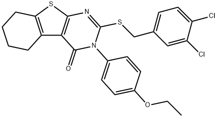 2-[(3,4-dichlorobenzyl)sulfanyl]-3-(4-ethoxyphenyl)-5,6,7,8-tetrahydro[1]benzothieno[2,3-d]pyrimidin-4(3H)-one 结构式