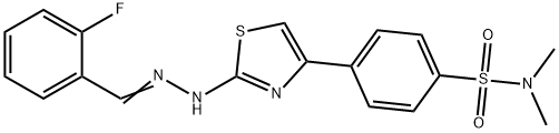 4-{2-[(2E)-2-(2-fluorobenzylidene)hydrazinyl]-1,3-thiazol-4-yl}-N,N-dimethylbenzenesulfonamide 结构式