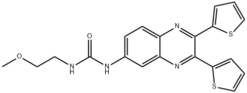 1-(2,3-二(噻吩-2-基)喹啉-6-基)-3-(2-甲氧基乙基)脲 结构式