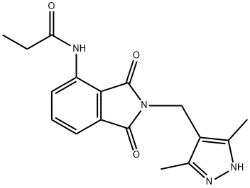 N-(2-((3,5-dimethyl-1H-pyrazol-4-yl)methyl)-1,3-dioxoisoindolin-4-yl)propionamide 结构式