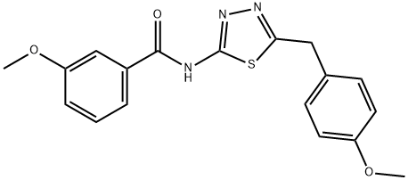 3-methoxy-N-[5-(4-methoxybenzyl)-1,3,4-thiadiazol-2-yl]benzamide 结构式