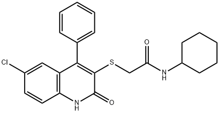 2-[(6-chloro-2-oxo-4-phenyl-1,2-dihydroquinolin-3-yl)sulfanyl]-N-cyclohexylacetamide 结构式