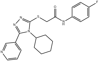 2-{[4-cyclohexyl-5-(pyridin-3-yl)-4H-1,2,4-triazol-3-yl]sulfanyl}-N-(4-fluorophenyl)acetamide 结构式