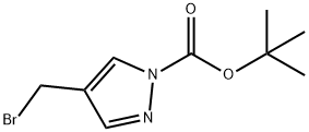 4-(溴甲基)-1H-吡唑-1-羧酸叔丁酯 结构式